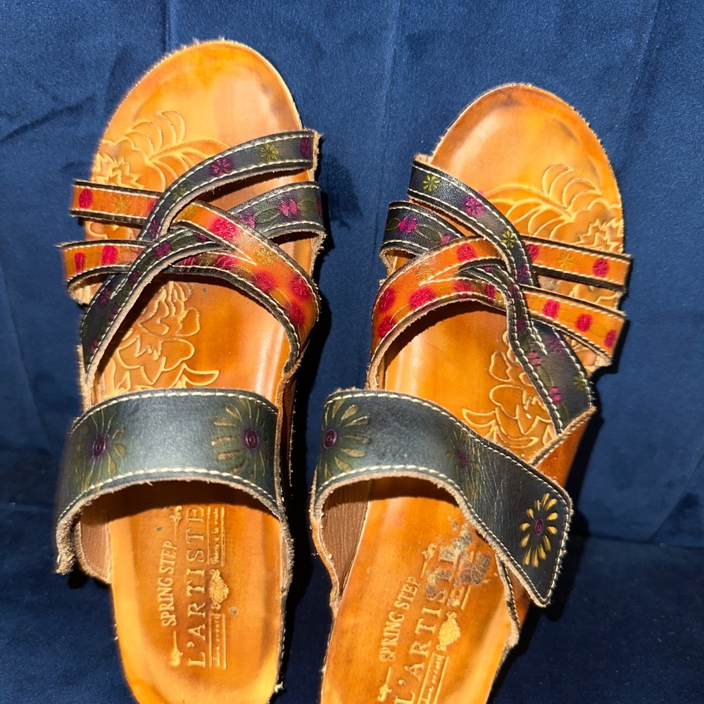 L'Artiste by Spring Step Women's Multicolor Boho Sandals —Floral